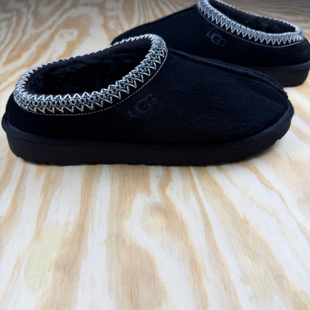 UGG Tasman Black Suede Sheepskin Slippers 1174470 Womens 10